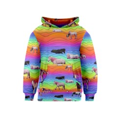 Horses In Rainbow Kids  Pullover Hoodie by CosmicEsoteric