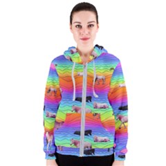 Horses In Rainbow Women s Zipper Hoodie by CosmicEsoteric