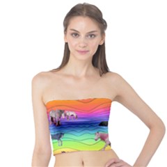 Horses In Rainbow Tube Top by CosmicEsoteric