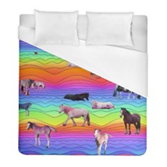 Horses In Rainbow Duvet Cover (full/ Double Size) by CosmicEsoteric