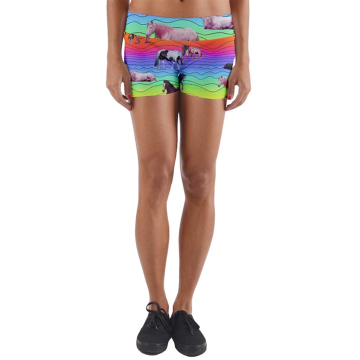 Horses in Rainbow Yoga Shorts