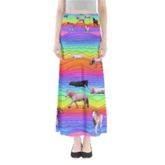 Horses In Rainbow Full Length Maxi Skirt by CosmicEsoteric