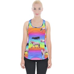 Horses In Rainbow Piece Up Tank Top