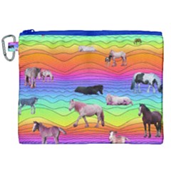 Horses In Rainbow Canvas Cosmetic Bag (xxl)