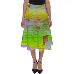 Cows And Clouds In The Green Fields Perfect Length Midi Skirt by CosmicEsoteric