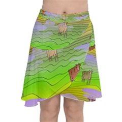 Cows And Clouds In The Green Fields Chiffon Wrap by CosmicEsoteric