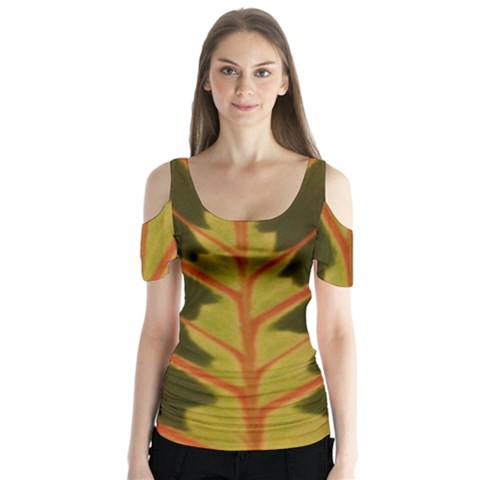 Amaranthus Butterfly Sleeve Cutout Tee  by DeneWestUK