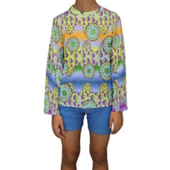 Amoeba Flowers Kids  Long Sleeve Swimwear by CosmicEsoteric