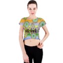 Amoeba Flowers Crew Neck Crop Top View1