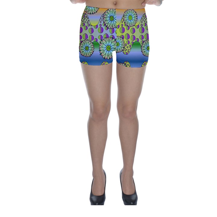 Amoeba Flowers Skinny Shorts