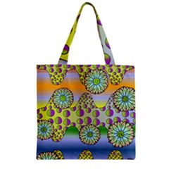 Amoeba Flowers Zipper Grocery Tote Bag by CosmicEsoteric