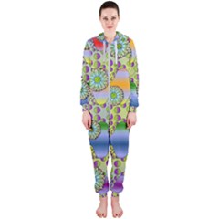 Amoeba Flowers Hooded Jumpsuit (ladies)  by CosmicEsoteric