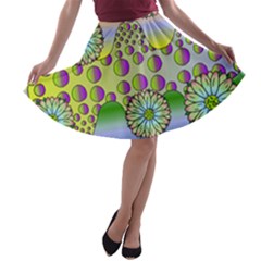 Amoeba Flowers A-line Skater Skirt by CosmicEsoteric