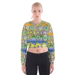 Amoeba Flowers Cropped Sweatshirt