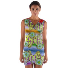 Amoeba Flowers Wrap Front Bodycon Dress by CosmicEsoteric