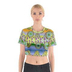 Amoeba Flowers Cotton Crop Top by CosmicEsoteric