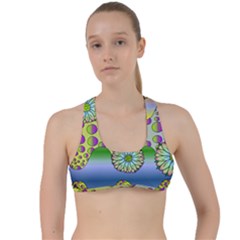 Amoeba Flowers Criss Cross Racerback Sports Bra by CosmicEsoteric