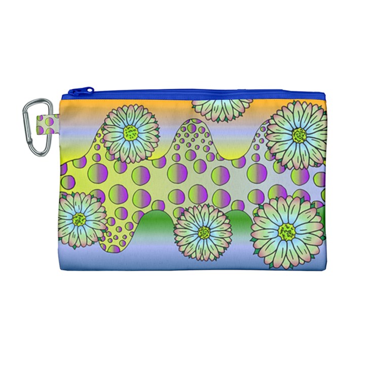 Amoeba Flowers Canvas Cosmetic Bag (Large)