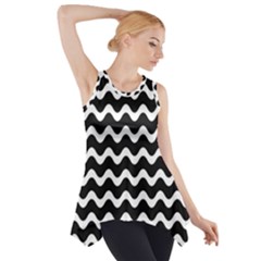 Wave Pattern Wavy Halftone Side Drop Tank Tunic by Celenk