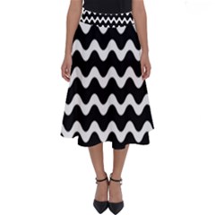 Wave Pattern Wavy Halftone Perfect Length Midi Skirt