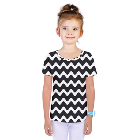 Wave Pattern Wavy Halftone Kids  One Piece Tee by Celenk