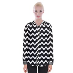 Wave Pattern Wavy Halftone Womens Long Sleeve Shirt