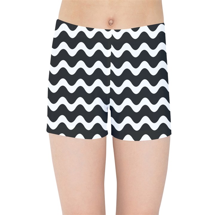 Wave Pattern Wavy Halftone Kids Sports Shorts