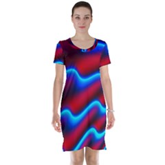 Wave Pattern Background Curve Short Sleeve Nightdress by Celenk