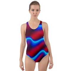 Wave Pattern Background Curve Cut-out Back One Piece Swimsuit