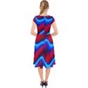 Wave Pattern Background Curve Cap Sleeve Front Wrap Midi Dress View2