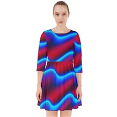 Wave Pattern Background Curve Smock Dress by Celenk