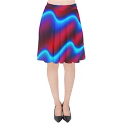 Wave Pattern Background Curve Velvet High Waist Skirt by Celenk