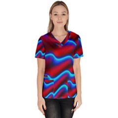 Wave Pattern Background Curve Scrub Top