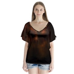 Monster Demon Devil Scary Horror V-neck Flutter Sleeve Top by Celenk