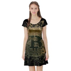 Bitcoin Cryptocurrency Blockchain Short Sleeve Skater Dress by Celenk