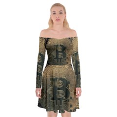 Bitcoin Cryptocurrency Blockchain Off Shoulder Skater Dress by Celenk