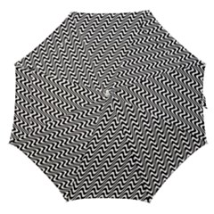 White Line Wave Black Pattern Straight Umbrellas by Celenk