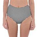 White Line Wave Black Pattern Reversible High-Waist Bikini Bottoms View1