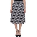 White Line Wave Black Pattern Folding Skater Skirt View1