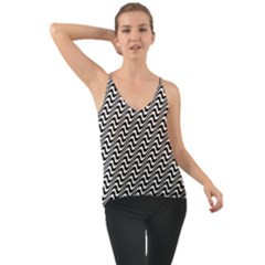 White Line Wave Black Pattern Cami