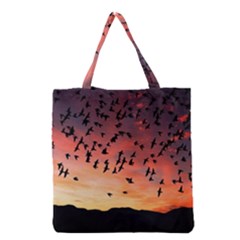 Sunset Dusk Silhouette Sky Birds Grocery Tote Bag by Celenk