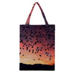 Sunset Dusk Silhouette Sky Birds Classic Tote Bag by Celenk