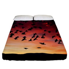 Sunset Dusk Silhouette Sky Birds Fitted Sheet (king Size) by Celenk