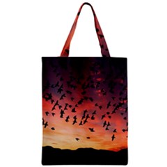 Sunset Dusk Silhouette Sky Birds Zipper Classic Tote Bag by Celenk