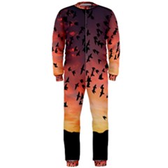 Sunset Dusk Silhouette Sky Birds Onepiece Jumpsuit (men)  by Celenk