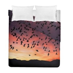 Sunset Dusk Silhouette Sky Birds Duvet Cover Double Side (full/ Double Size)