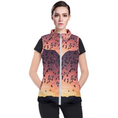 Sunset Dusk Silhouette Sky Birds Women s Puffer Vest