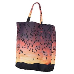 Sunset Dusk Silhouette Sky Birds Giant Grocery Zipper Tote by Celenk