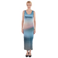 Wave Background Pattern Abstract Lines Light Fitted Maxi Dress