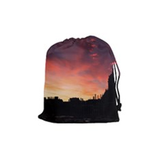 Sunset Silhouette Sun Sky Evening Drawstring Pouches (medium) 